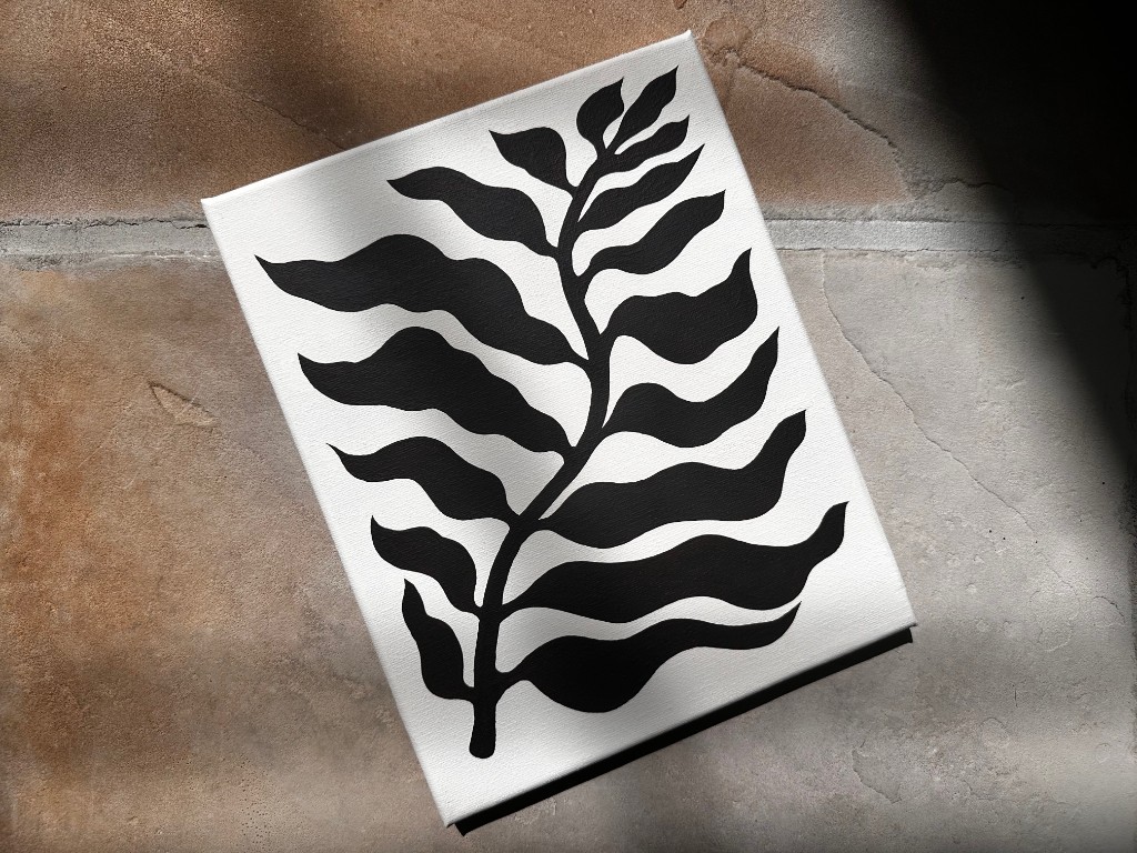 Fluid Nature painting, full view on stone