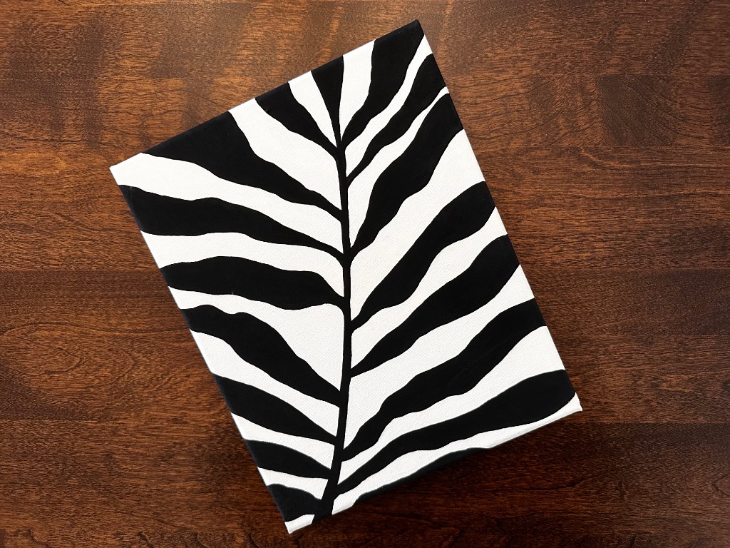 Noir Wilderness fern leaf painting on wood