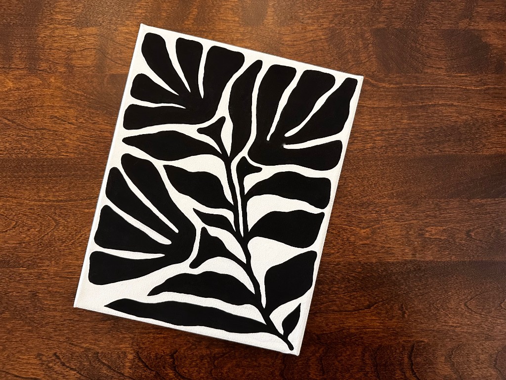 Noir Wilderness botanical leaf painting on wood